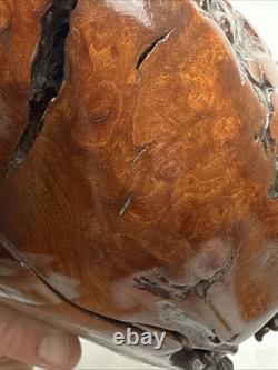 Vntg Hand Carved Burl Wood Duck Sculpture Folk Art Wooden Figurine Rustic Decor