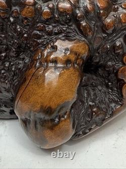 Vntg Hand Carved Burl Wood Duck Sculpture Folk Art Wooden Figurine Rustic Decor