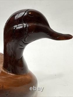 Vntg Hand Carved Burl Wood Duck Sculpture Folk Art Wooden Figurine Rustic Decor