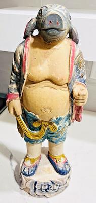 Vtg 20 Wood Folk Art Statue Pig-Headed Humanoid Hand Carved Peruvian Andean