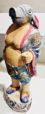Vtg 20 Wood Folk Art Statue Pig-Headed Humanoid Hand Carved Peruvian Andean