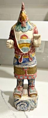 Vtg 21 Wood Folk Art Statue Rooster-Headed Humanoid Hand Carved Peruvian Andean