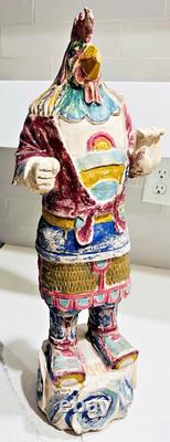 Vtg 21 Wood Folk Art Statue Rooster-Headed Humanoid Hand Carved Peruvian Andean