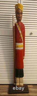 Vtg #2 Folk Art Carved Wood English Soldier LANCER c. 1857 Sculpture Painted 36