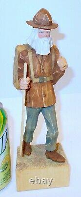 Vtg ARTIST SIGNED CARVED Wood Figure PROSPECTOR H HULTQUIST Mpls Mn Folk Art