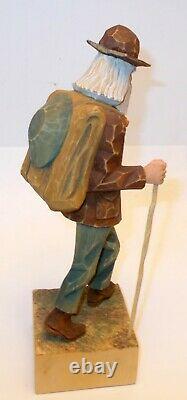 Vtg ARTIST SIGNED CARVED Wood Figure PROSPECTOR H HULTQUIST Mpls Mn Folk Art