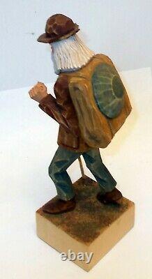 Vtg ARTIST SIGNED CARVED Wood Figure PROSPECTOR H HULTQUIST Mpls Mn Folk Art