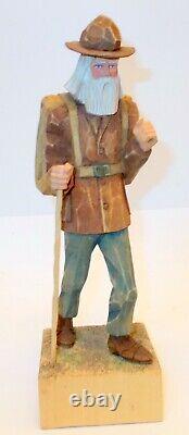 Vtg ARTIST SIGNED CARVED Wood Figure PROSPECTOR H HULTQUIST Mpls Mn Folk Art