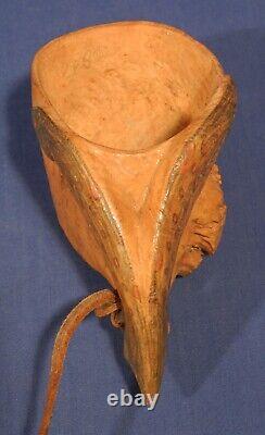 Vtg Antique Authentic Native American Folk Art Hand Carved Burl Wood Canoe Cup