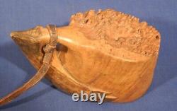 Vtg Antique Authentic Native American Folk Art Hand Carved Burl Wood Canoe Cup