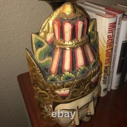 Vtg Balinese Hand Carved Wooden Mask Folk Art Wall Decor