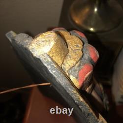 Vtg Balinese Hand Carved Wooden Mask Folk Art Wall Decor