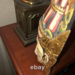 Vtg Balinese Hand Carved Wooden Mask Folk Art Wall Decor