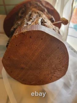 Vtg Carved Wood Face Old Man Tree Trunk Spirit Wall Folk Art Signed Hagans 2007