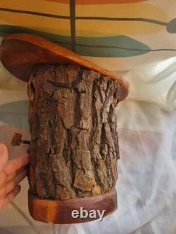 Vtg Carved Wood Face Old Man Tree Trunk Spirit Wall Folk Art Signed Hagans 2007