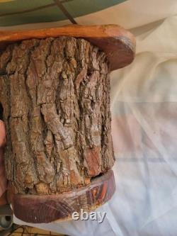 Vtg Carved Wood Face Old Man Tree Trunk Spirit Wall Folk Art Signed Hagans 2007