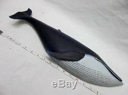 Vtg Clark Voorhees Blue Whale Wall Decor Hand Carved Wood Folk Art 18 Vermont