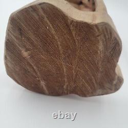 Vtg European Hand Carved Wooden Folk Art Sculpture Traveling Homeless Man with Dog