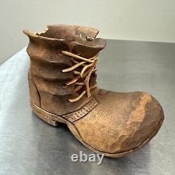 Vtg FOLK ART Carved Wooden Shoes ARTHUR L SETCHFIELD USS Indianapolis Survivor