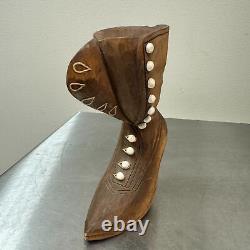 Vtg FOLK ART Carved Wooden Shoes ARTHUR L SETCHFIELD USS Indianapolis Survivor