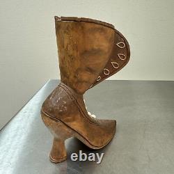 Vtg FOLK ART Carved Wooden Shoes ARTHUR L SETCHFIELD USS Indianapolis Survivor