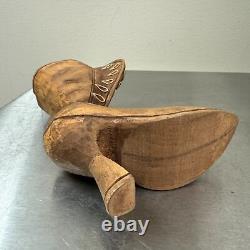 Vtg FOLK ART Carved Wooden Shoes ARTHUR L SETCHFIELD USS Indianapolis Survivor