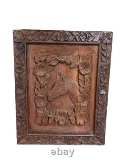 Vtg Folk Art Carved Horse Original F L Collins Mississippi Wall Art Equestrian