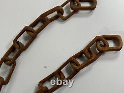 Vtg Folk Art Carved Whittled Wood Wooden Chain IOOF Odd Fellows LONG