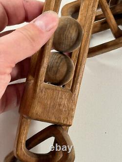 Vtg Folk Art Carved Whittled Wood Wooden Chain IOOF Odd Fellows LONG