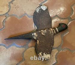 Vtg Folk Art Carved Wooden (2) Two-sided Hunting Decor Pheasant Original Surface