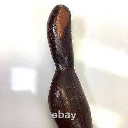 Vtg Folk Art Hand Carved Wrapped Snake with Face Head Figural Cane Walking Stick