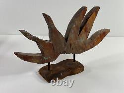 Vtg Folk Art Wood Wooden Carved Fire Flame fraternal piece CHURCH