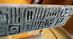 Vtg Hand Carved Wood Tiki Totem Panel Folk Art 36×11 Primitive Patina Witco