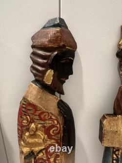 Vtg Hand Carved Wooden Painted Wise Men Nativity Folk Art Wall Hanging