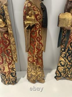 Vtg Hand Carved Wooden Painted Wise Men Nativity Folk Art Wall Hanging