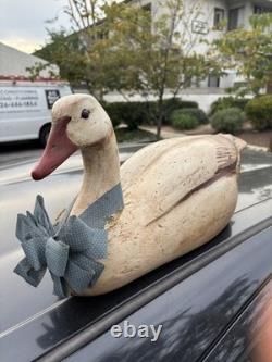 Vtg Hand Carved Wooden Style Goose Hunting Decoy Folk Art Signed