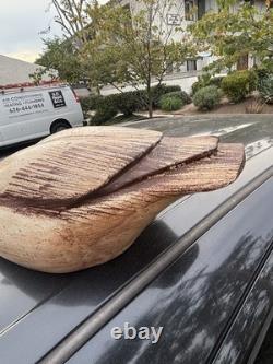 Vtg Hand Carved Wooden Style Goose Hunting Decoy Folk Art Signed