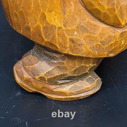 Vtg Hand-Carved Wooden Troll Otto Sveen Norway Folk Art Nose Wart 4.25T READ