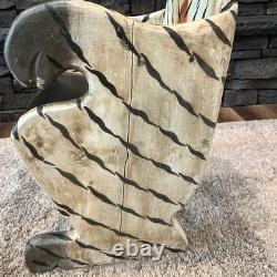 Vtg Hand Painted Carved Wood Bengal Tiger Chair Folk Art 27 Plant Stand Crafted