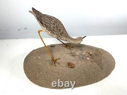 Vtg Long Billed Sea Bird Decorative Folk Art Wood Carving Signed Fjd 1983