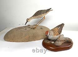 Vtg Long Billed Sea Bird Decorative Folk Art Wood Carving Signed Fjd 1983