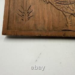 Vtg MCM Hand Carved Folk Art Rooster Wall Wood Panel Rustic Farmhouse 24 Long