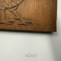 Vtg MCM Hand Carved Folk Art Rooster Wall Wood Panel Rustic Farmhouse 24 Long