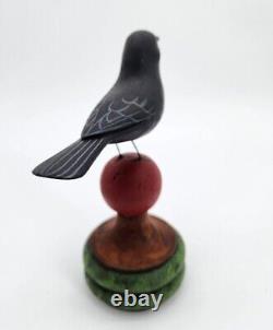 Vtg M. K. Manfred Scheel Wood Carved CROW Blackbird PA Dutch Style Folk Art Bird