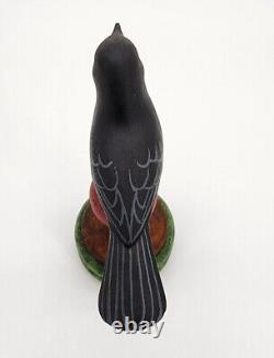 Vtg M. K. Manfred Scheel Wood Carved CROW Blackbird PA Dutch Style Folk Art Bird