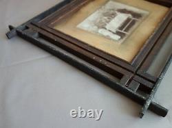 Vtg Old Antique Folk Tramp Art Wooden Carved Wall Picture Photograph Frame