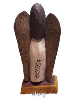 Vtg Paige Koosed Hand Carved Folk Art Angel Wooden Collectible Home Decor Signed