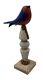 Vtg. Pennsylvania Folk Art Wood Carving Painted Bird On Stand Signed C-vp C. 1998