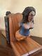 Vtg Poly Chrome Hand Carved Wood Folk Art Figurehead Bookends Lady Bust Nautical