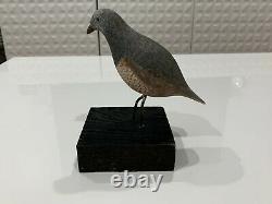 Vtg Possibly Antique Folk Art Carved Painted Wood Bird Figurine Statue Quail